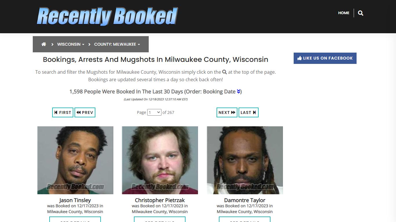 Recent bookings, Arrests, Mugshots in Milwaukee County, Wisconsin